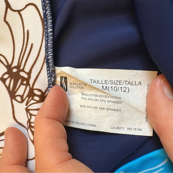 Silhouette Solution Blue Floral Sarong Stretchy Asymmetrical Hem size Medium - Picture 3 of 5